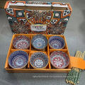 2021 Top Selling Bohemian Mandala Style rice bowl set gift set Ceramic bow set of 2/4/6 with chopsticks